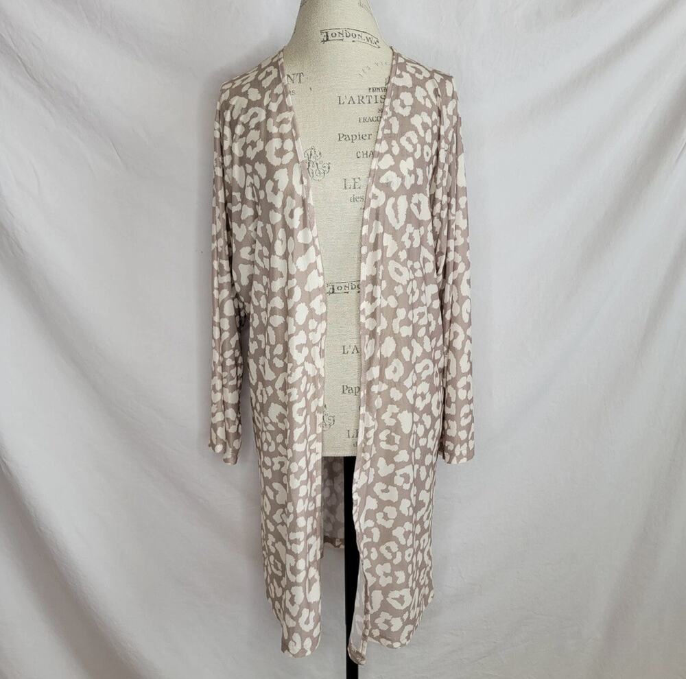 Jardin by Macris Cardigan Kimono Womens M/L Sheer Khaki Color Print Top